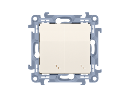 Striedavý prepínač dvojitý s podsvietením LED, radenie č. 6+6 So krémová 10AX